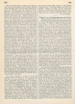 364-365 [Rezension] Kreppel, Friedrich, Die Religionsphilosophie Max Schelers