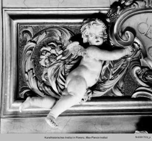 Stuckdekoration der Biblioteca Riccardiana : Gewölbedekoration : Schrifttafel tragende Putti