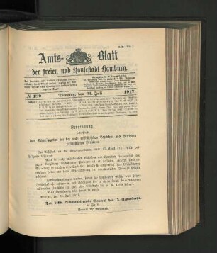 No. 189, 31. Juli 1917