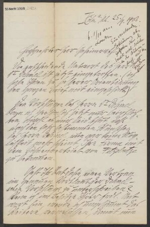 Brief an Ludwig Strecker  und B. Schott's Söhne : 25.09.1903