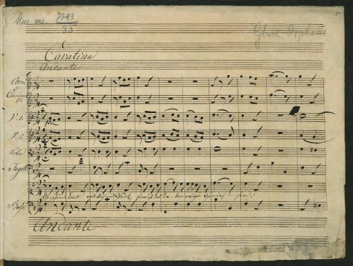 Orfeo ed Euridice [?]. Auszüge