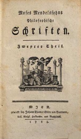 Moses Mendelssohns Philosophische Schriften, 2