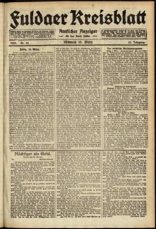 Ausgabe vom Mittwoch, den 10. März 1920.