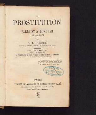 La prostitution à Paris et à Londres 1789 - 1871