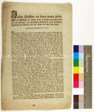 Hirtenbrief von Joseph Christian Franz zu Hohenlohe-Waldenburg-Bartenstein Fürstbischof von Breslau über die Befreiung Schlesiens von der französischen Besatzung
