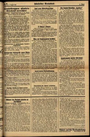Zweite Ausgabe vom Mittwoch, den 06. August 1941.