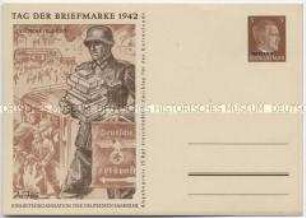 Postkarte zum Tag der Briefmarke 1942, Motiv Deutsche Feldpost
