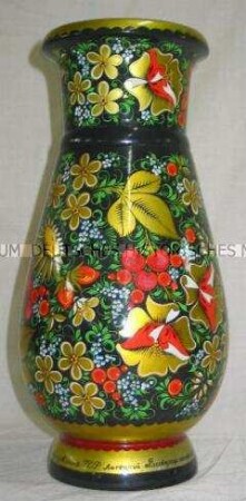 Holzvase, bemalt