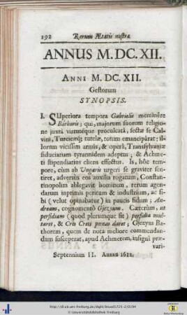 Gestorum Synopsis.