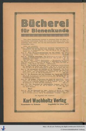 Bücherei für Bienenkunde.