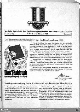 Der Reichshandwerksmeister zur Fachbuchwerbung 1938