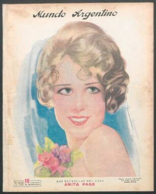 Las estrellas del cine - Anita Page [Retrato] : Retrato ejecutado especialmente para Mundo Argentino por Rodolfo Wacha