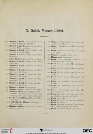 X. Gabel, Messer, Löffel (Nr. 1178-1239)