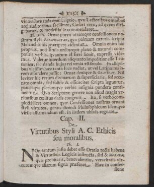 Cap. II. De Virtutibus Styli A. C. Ehticis seu moralibus.
