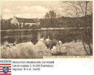 Kranichstein bei Darmstadt, Jagdschloss / Ansicht mit Weiher