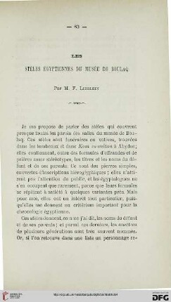 2.Ser. 9.1888: Les stèles égyptiennes du Musée de Boulaq