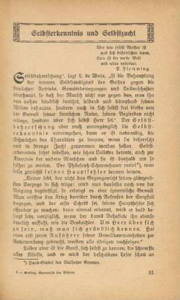 Selbsterkenntnis und Selbstzucht
