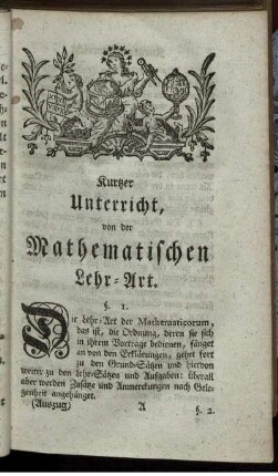 Kurzer Unterricht, von der Mathematischen Lehr-Art.