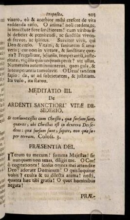 203-211, Diei Tertiae Meditatio III