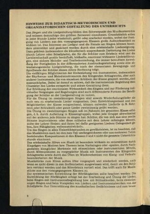 Hinweise zur Didaktisch-Methodischen und Organisatorischen Gestaltung des Unterrichts