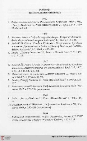 Publikacje Profesora Adama Małkiewicza