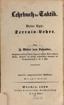 Lehrbuch der Taktik, 3. Terrain-Lehre