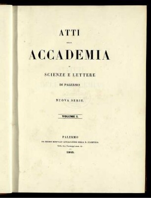 1: Atti della Accademia di Scienze e Lettere di Palermo