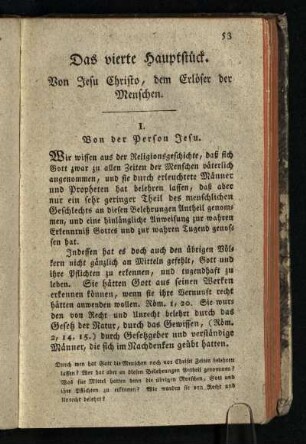 Das vierte Hauptstueck: Von Jesu Christo, dem Erloeser der Menschen