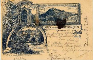 Postkartenalbum. "Gruss aus dem Stadtgarten". Festhalle und Lauterberg