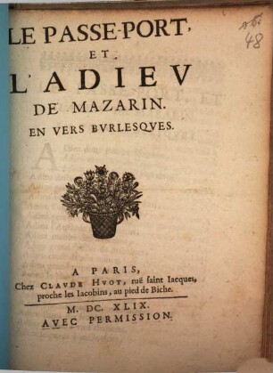 Le Passe-Port et l'Adieu de Mazarin