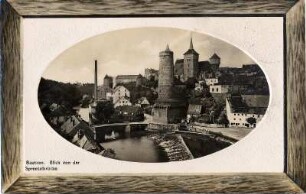 Bautzen. Tuchfabrik mit Schlot, ehem. Große Mühle, Ansichtskarte
