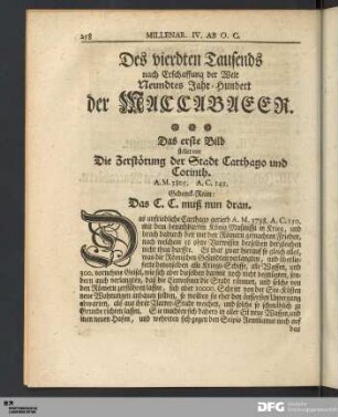Des vierdten Tausends nach Erschaffung der Welt Neundtes Jahr-Hundert der MACCABAEER.