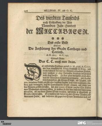 Des vierdten Tausends nach Erschaffung der Welt Neundtes Jahr-Hundert der MACCABAEER.