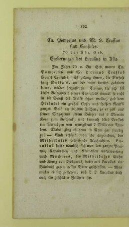 Cn. Pompejus und M. L. Crassus sind Consules. 70 vor Chr. Geb. Eroberungen des Lucullus in Asia