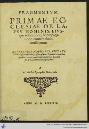 Fragmentum primae ecclesiae de lapsu hominis...