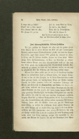 Zwei litterargeschichtliche Säkular-Jubiläen