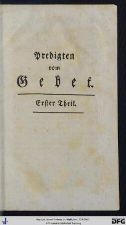 Predigten vom Gebet. Erster Theil.