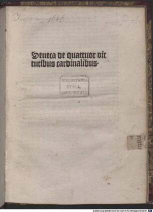 Formula vitae honestae : Mit lat. Kommentar und dt. metrischer Übers. Mit Vita Senecas