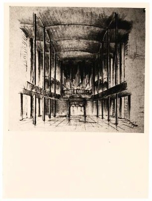Evangelische Stadtkirche, Karlsruhe Wiederaufbau: Skizze Orgel