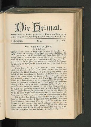 7. Jahrgang. No. 7. Juli 1897.