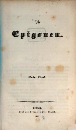 Die Epigonen. 1. 1846