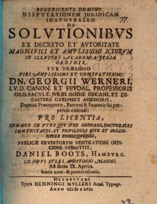 Disp. iur. inaug. de solutionibus