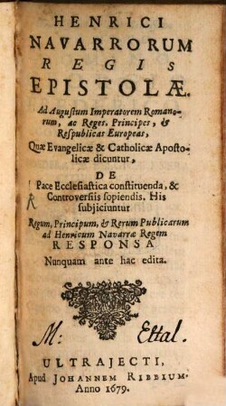 Henrici Navarrorum regis epistolae