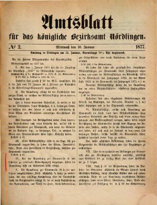 Amtsblatt für das Bezirksamt Nördlingen. 1877