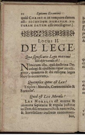 Locus II. De Lege