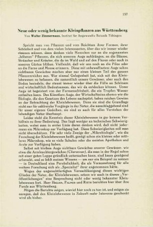Neue oder wenig bekannte Kleinpflanzen aus Württemberg