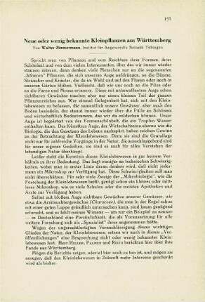 Neue oder wenig bekannte Kleinpflanzen aus Württemberg