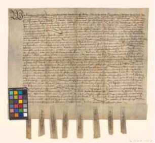 Obligation über 3800 Taler, die Matthias v. Ribbeck den Städten Brandenburg (Alt- und Neustadt), Berlin, Cölln, Treuenbrietzen, Spandau, Stendal und Tangermünde leiht.