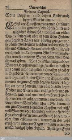 Drittes Capitel. Vom Hopffen und dessen Gebrauch beym Bierbrauen.