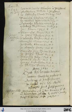 [fol. 182] Rektorat Johann Caspar Helbling 1641